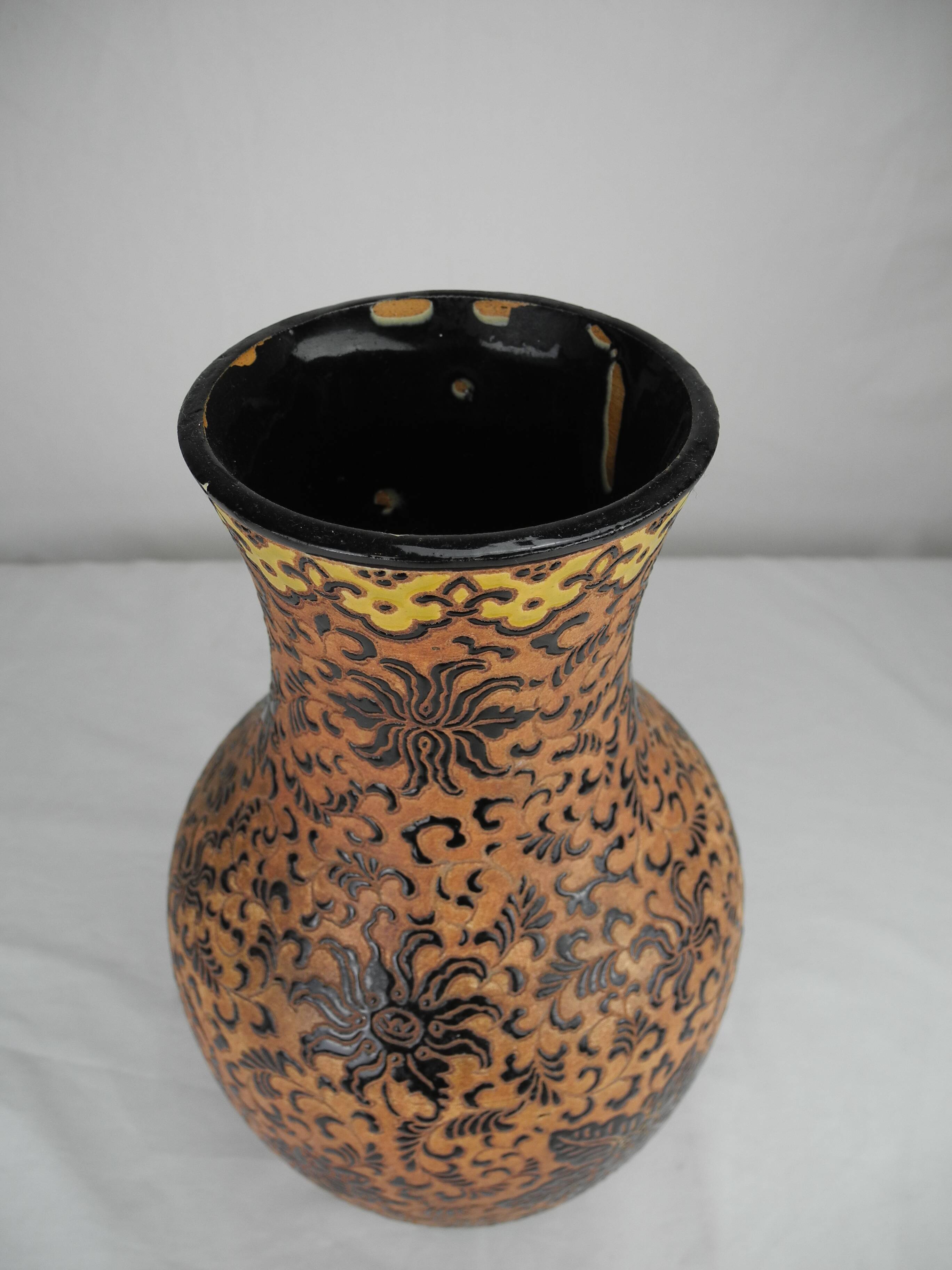 Vase grès émaillé bien hoa 1950 vietnamese glazed stoneware vase