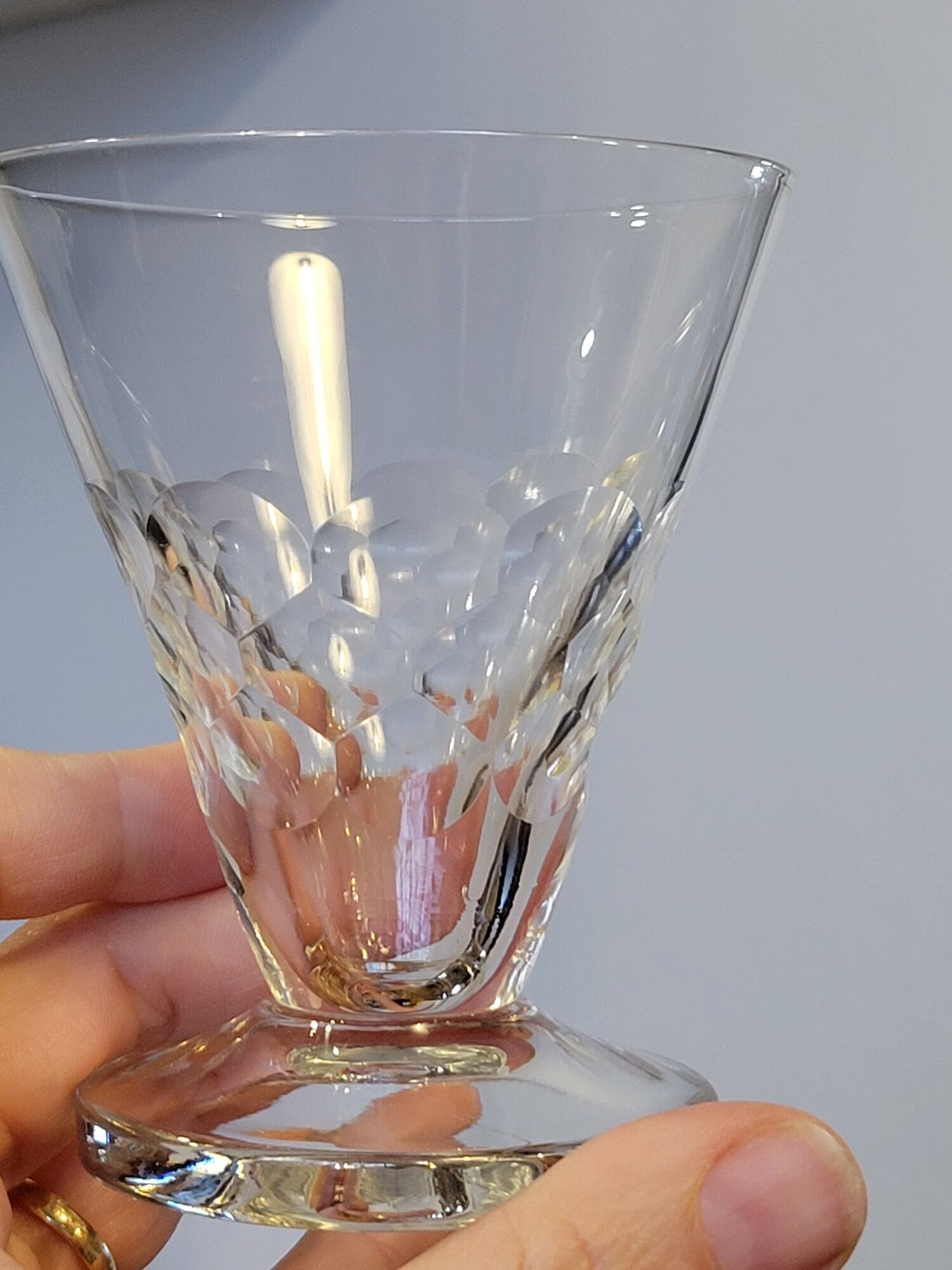 5 old glasses 1930 Verrerie Doyen Belgium model Lido faceted