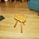 Vintage tripod stool in solid elm denmark 1960s