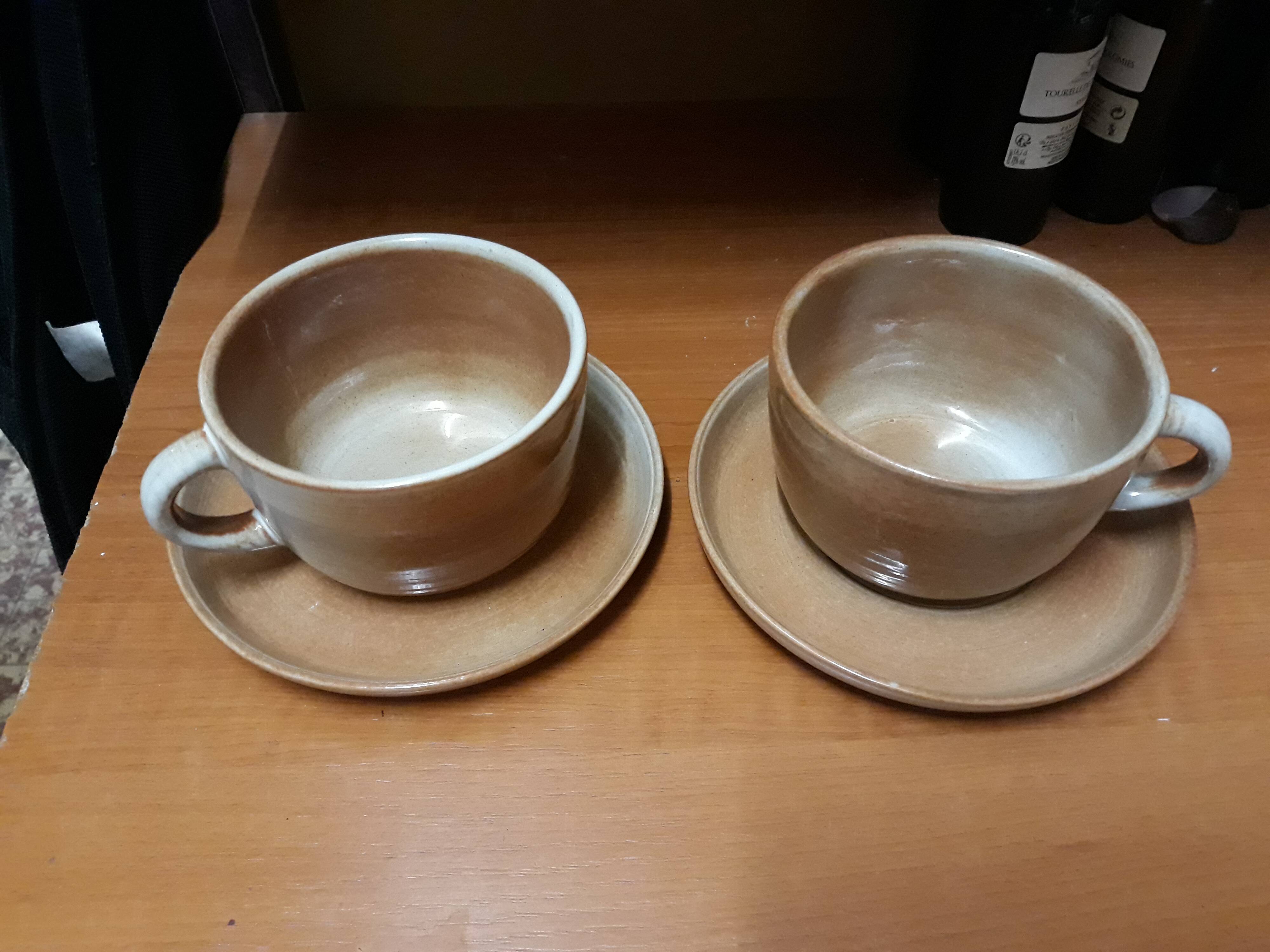 Pair of sandstone cups
