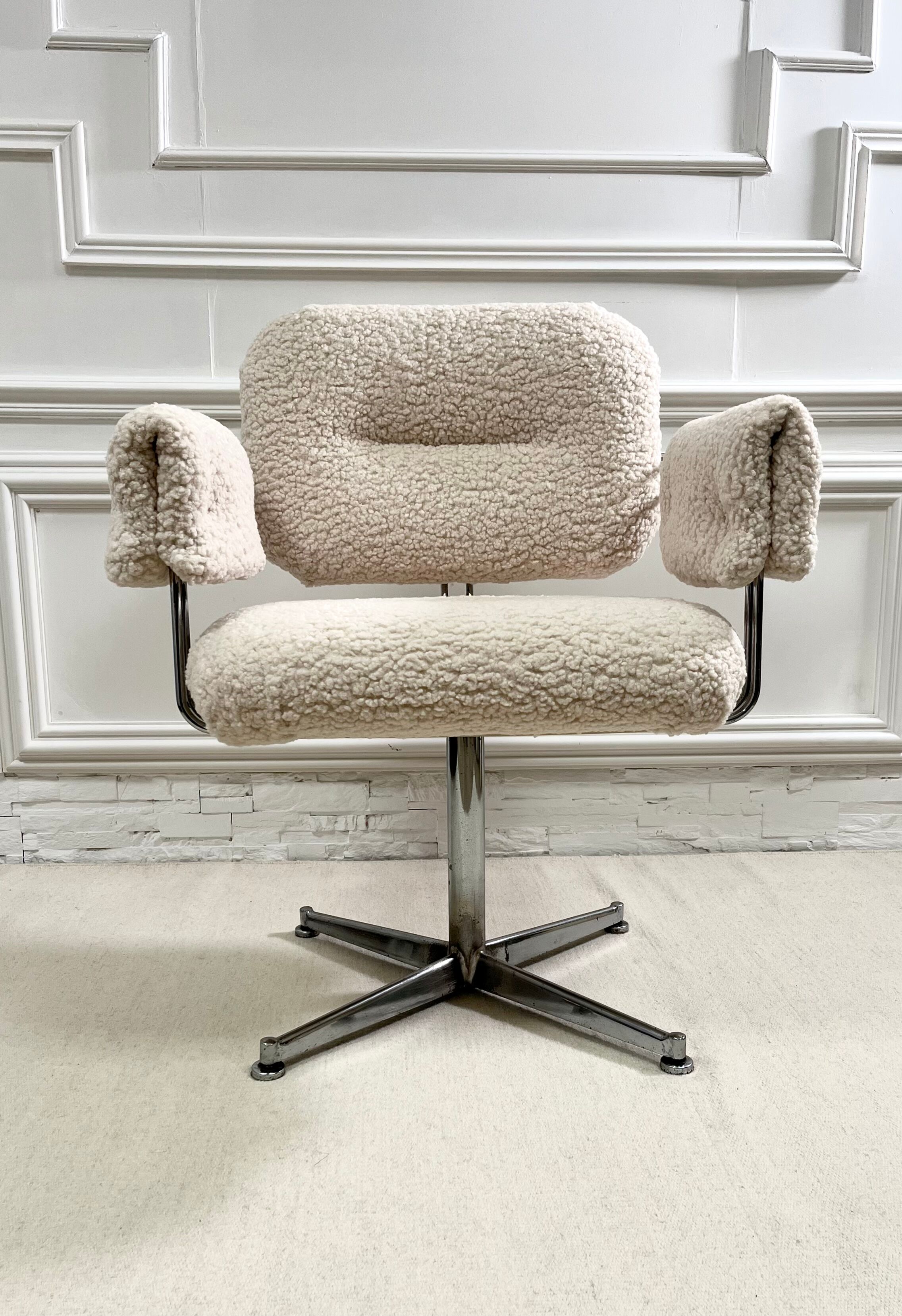 Vintage armchair in faux sheep's fur