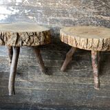 Pair of mountain coffee tables made of logs 1970