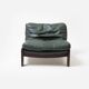 Pair of low sling chairs in hardwood and leather, Germany, 1970s