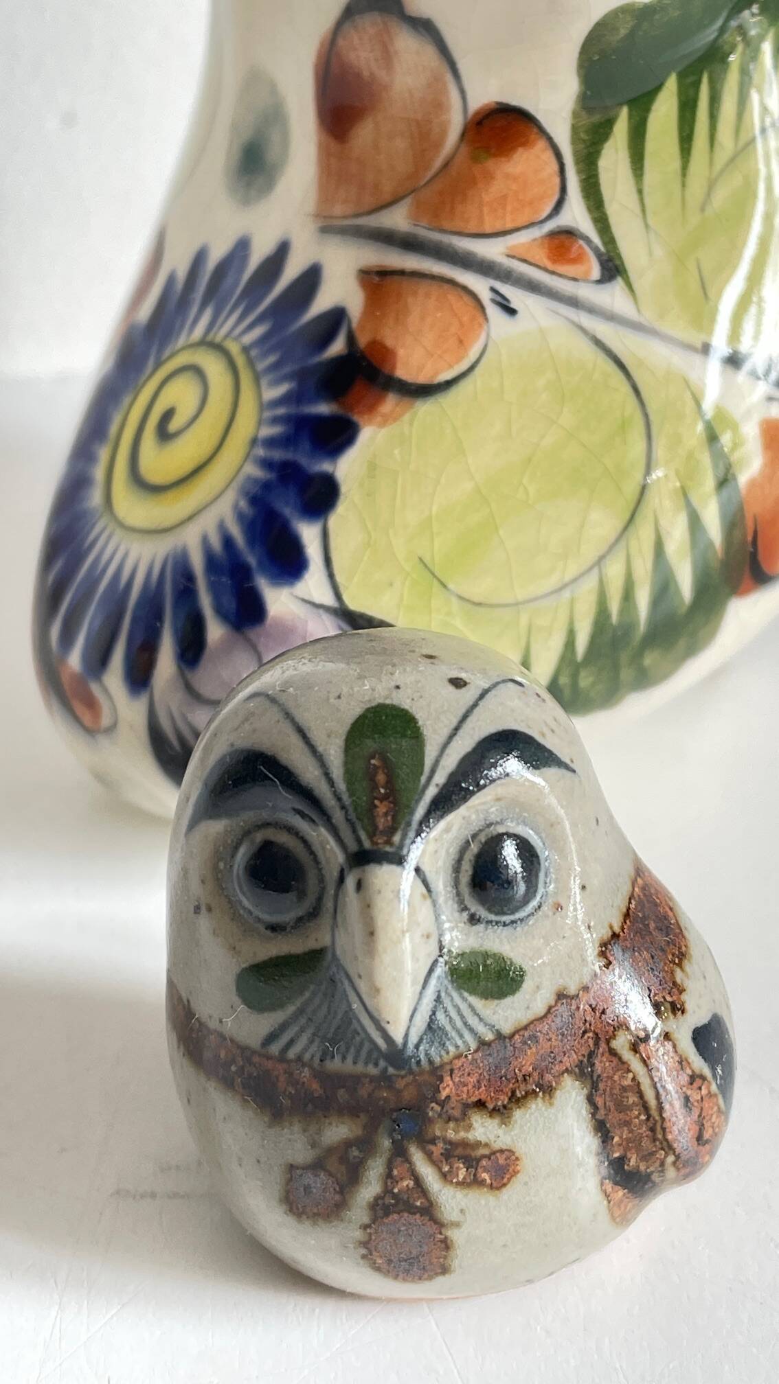 Duo HIBOUX Vintage ARTISANAL Ceramics