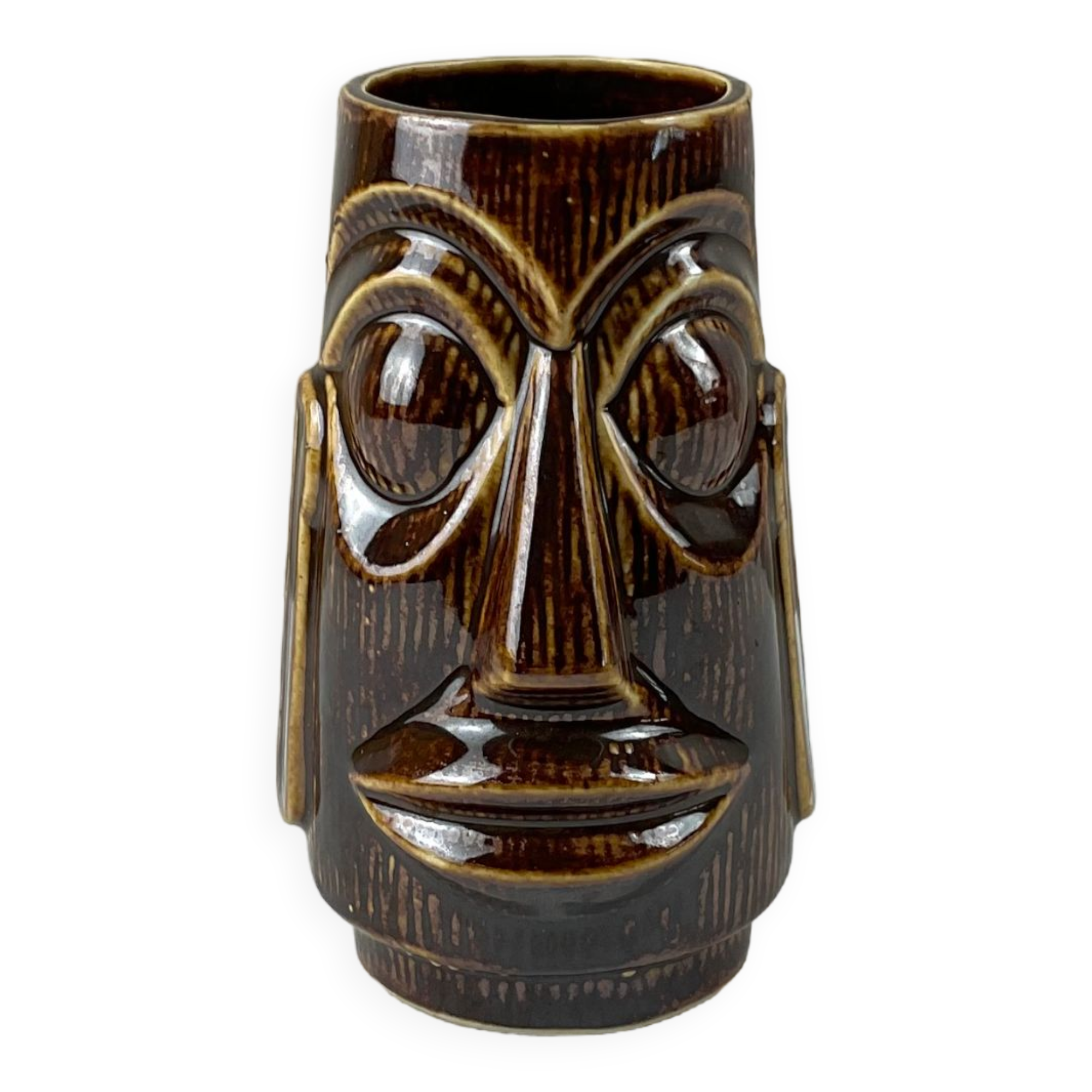Small vintage ethnic face vase