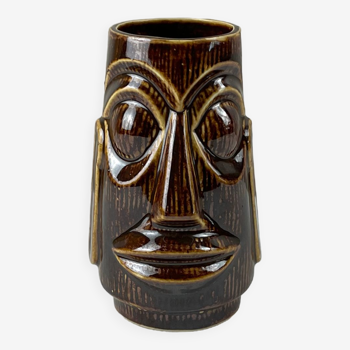 Small vintage ethnic face vase