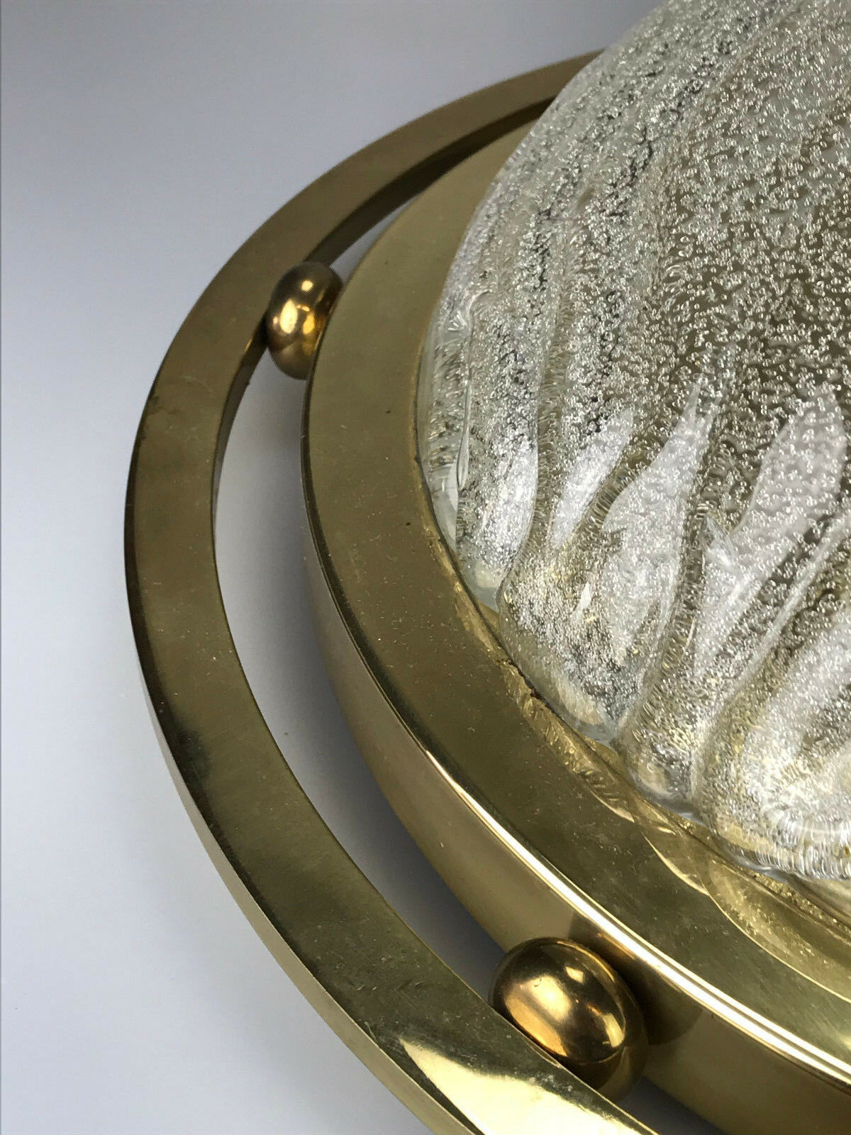 60s 70s Lamp Luminaire Plafoniere Flush Mount Ice Glass Space Age Design