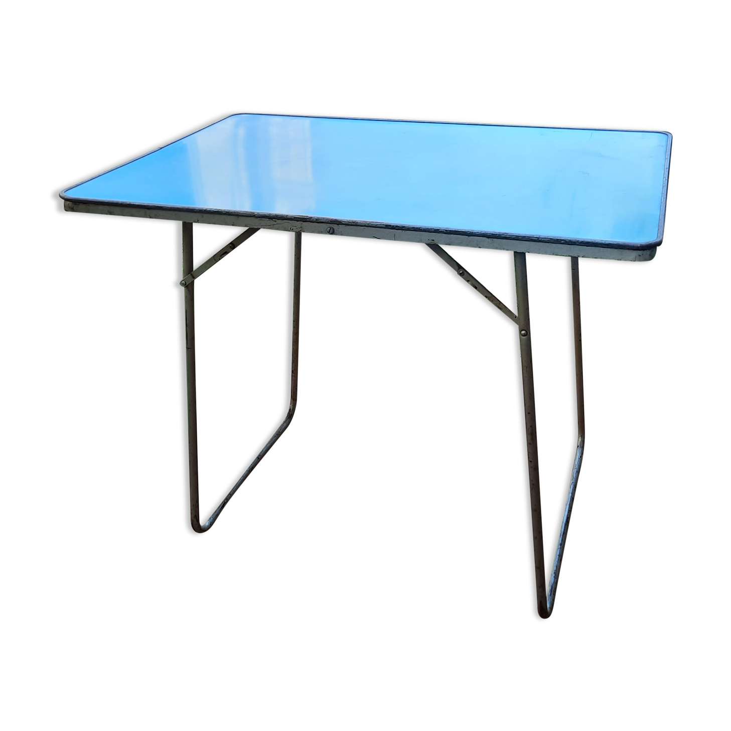 Blue camping folding table