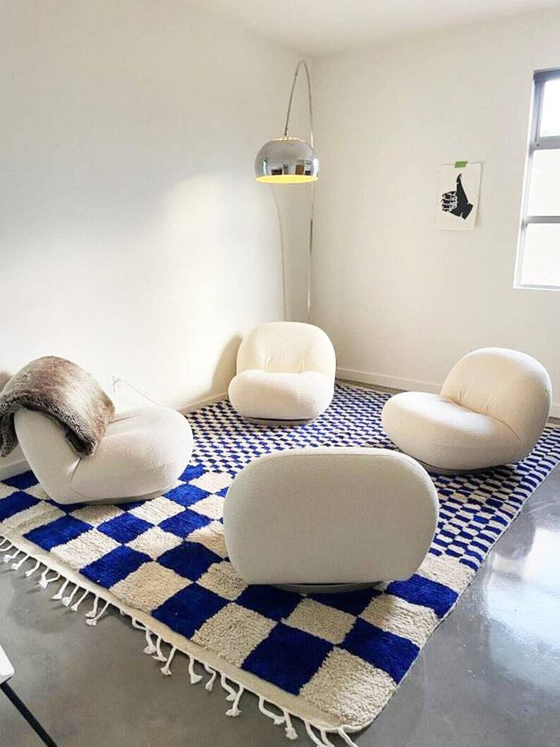 Traditional handmade blue white Berber rug 250cmx150cm