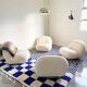Traditional handmade blue white Berber rug 250cmx150cm