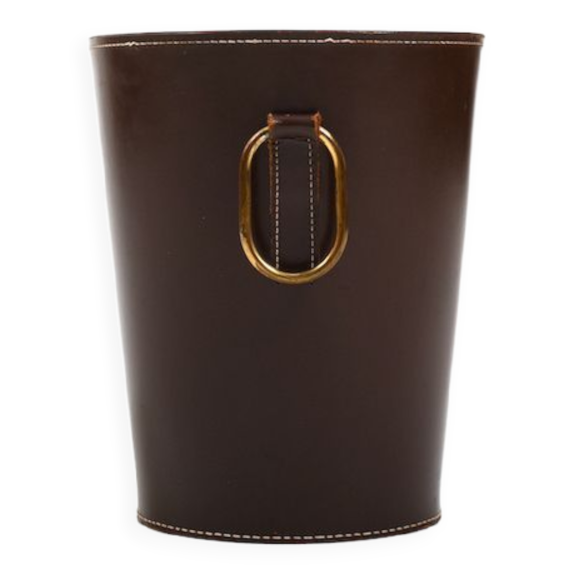 Carl auböck 1950s brown leather waste paper basket