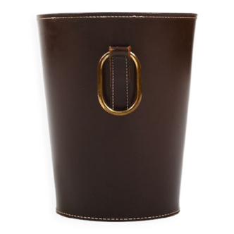 Carl auböck 1950s brown leather waste paper basket