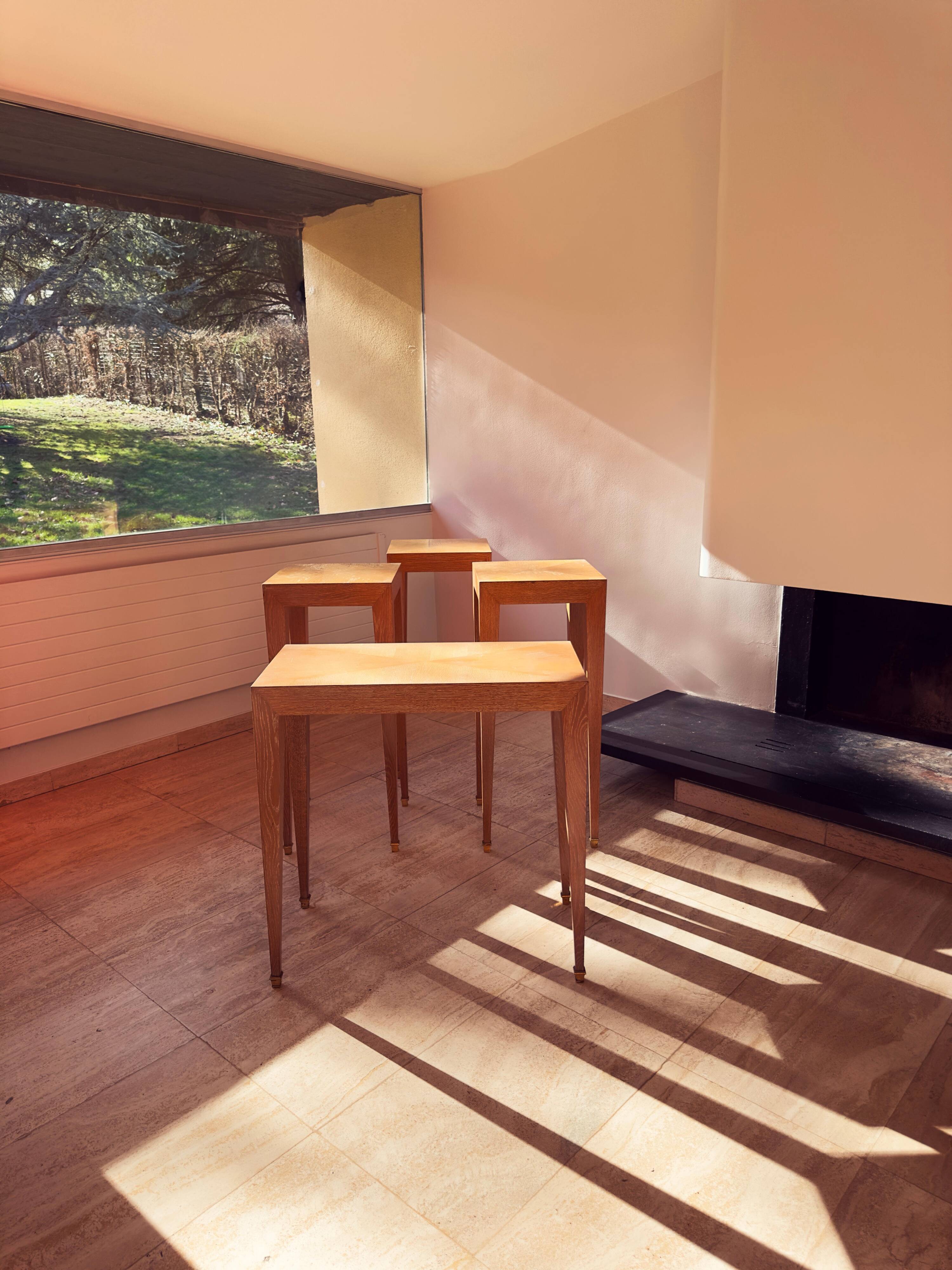 Set of 3 Pedestals and Console Table by Jacques Grange, France, 1973