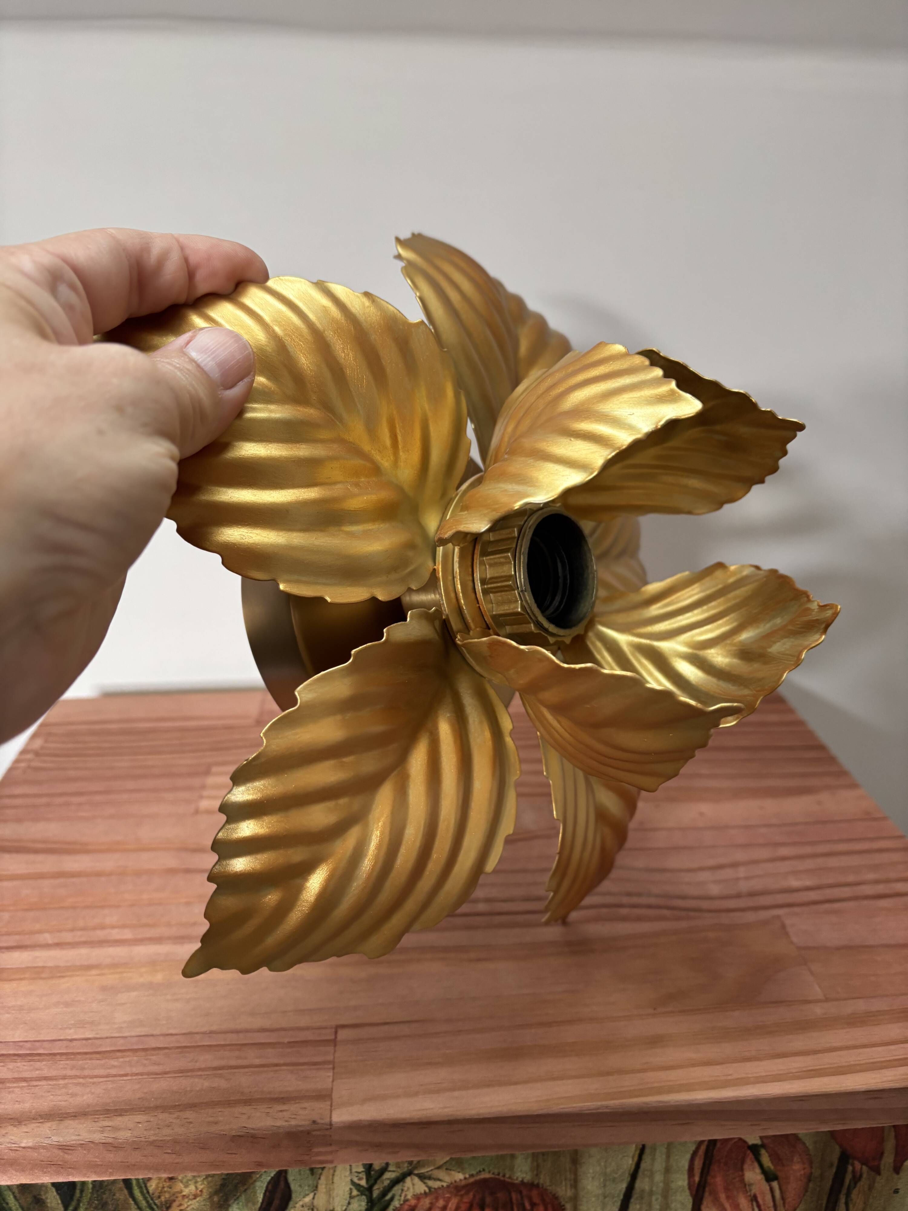 Wall or ceiling light with golden leaf flowers