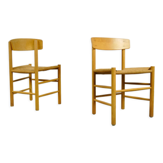 Original beech dining chairs (2), model J39, by Børge Mogensen for F.D.B. Mobler, Denmark 1970s