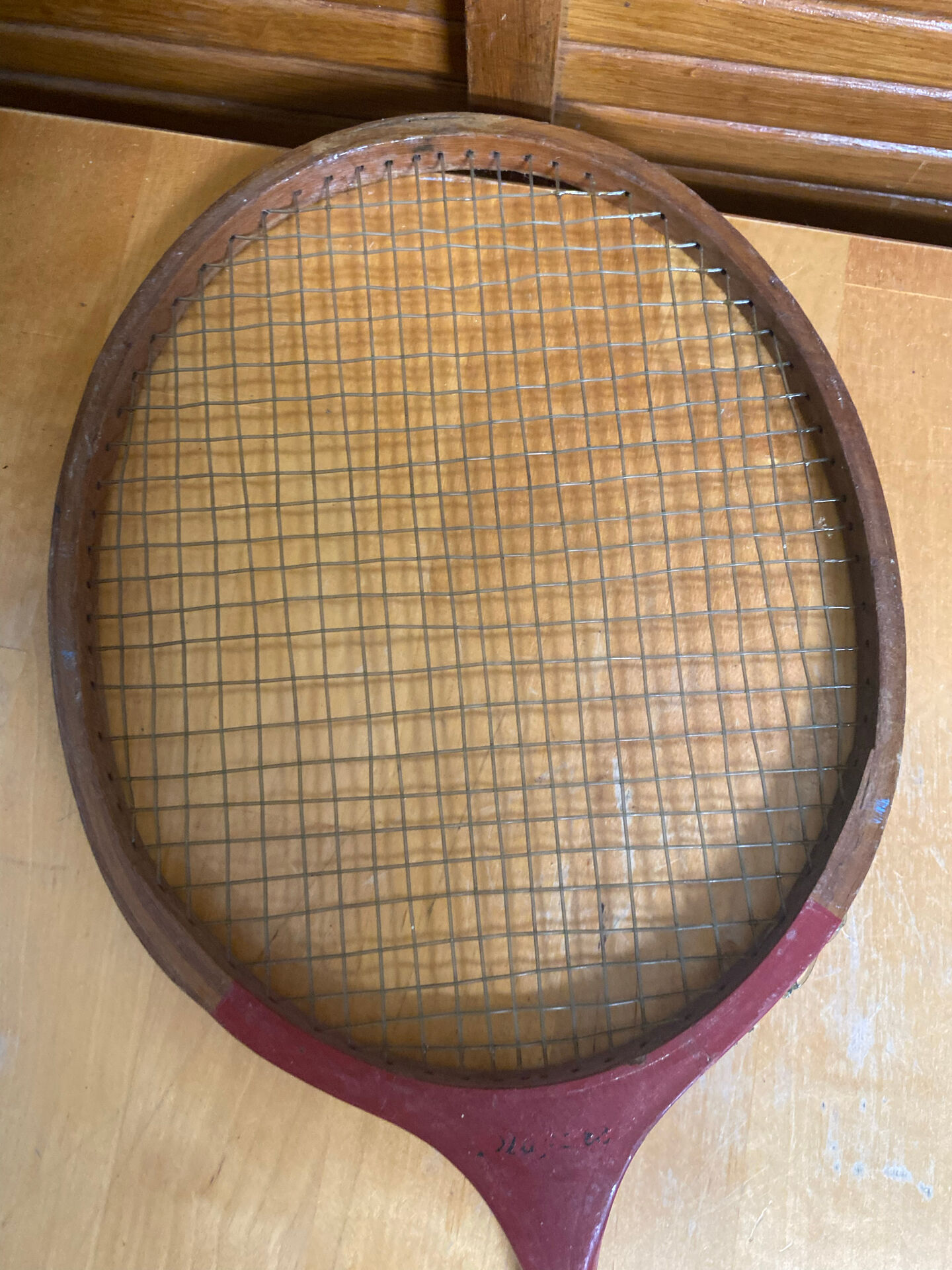 Paire raquette ancienne badminton player bois vintage