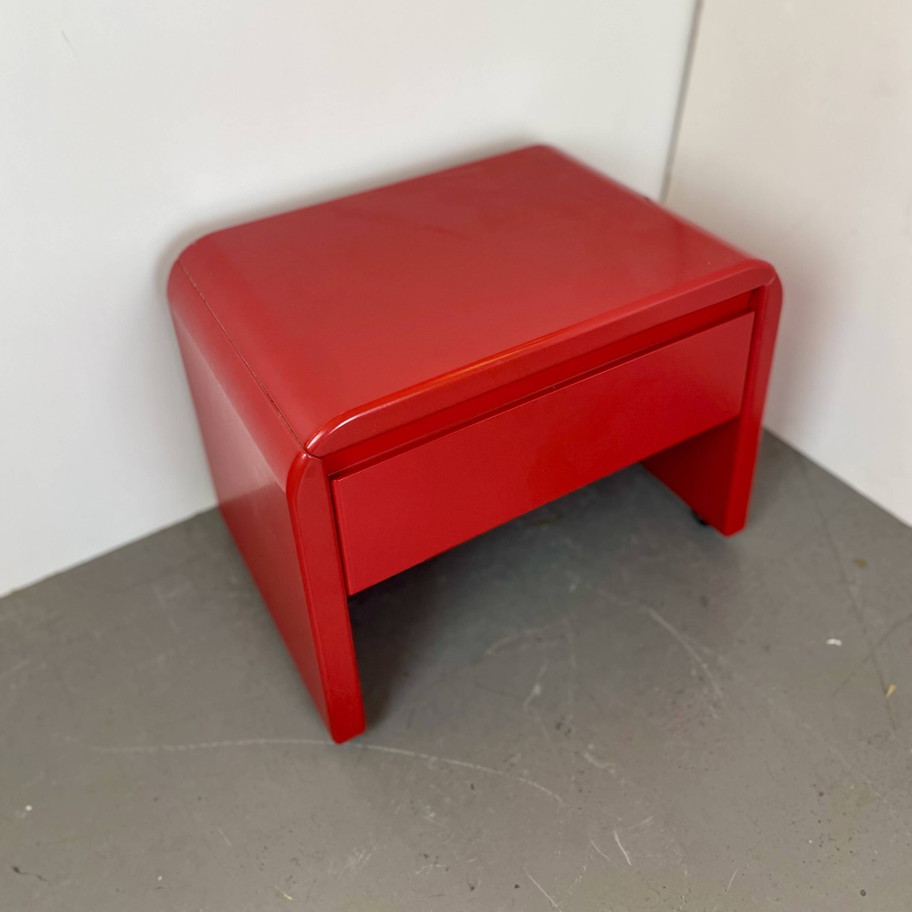 Pair of red bedside tables, 1980s