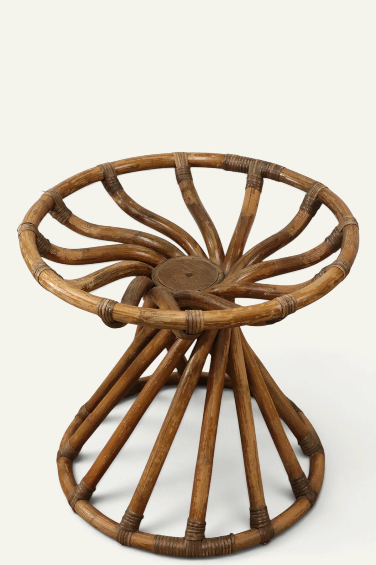 Bamboo and glass table by Bernard Govin – Eguizier edition, 1970