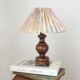 Wooden table lamp with vintage floral pleated lampshade