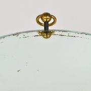 Table d'appoint miroir française milieu du siècle, style Jacques Adnet, laiton, années 1950