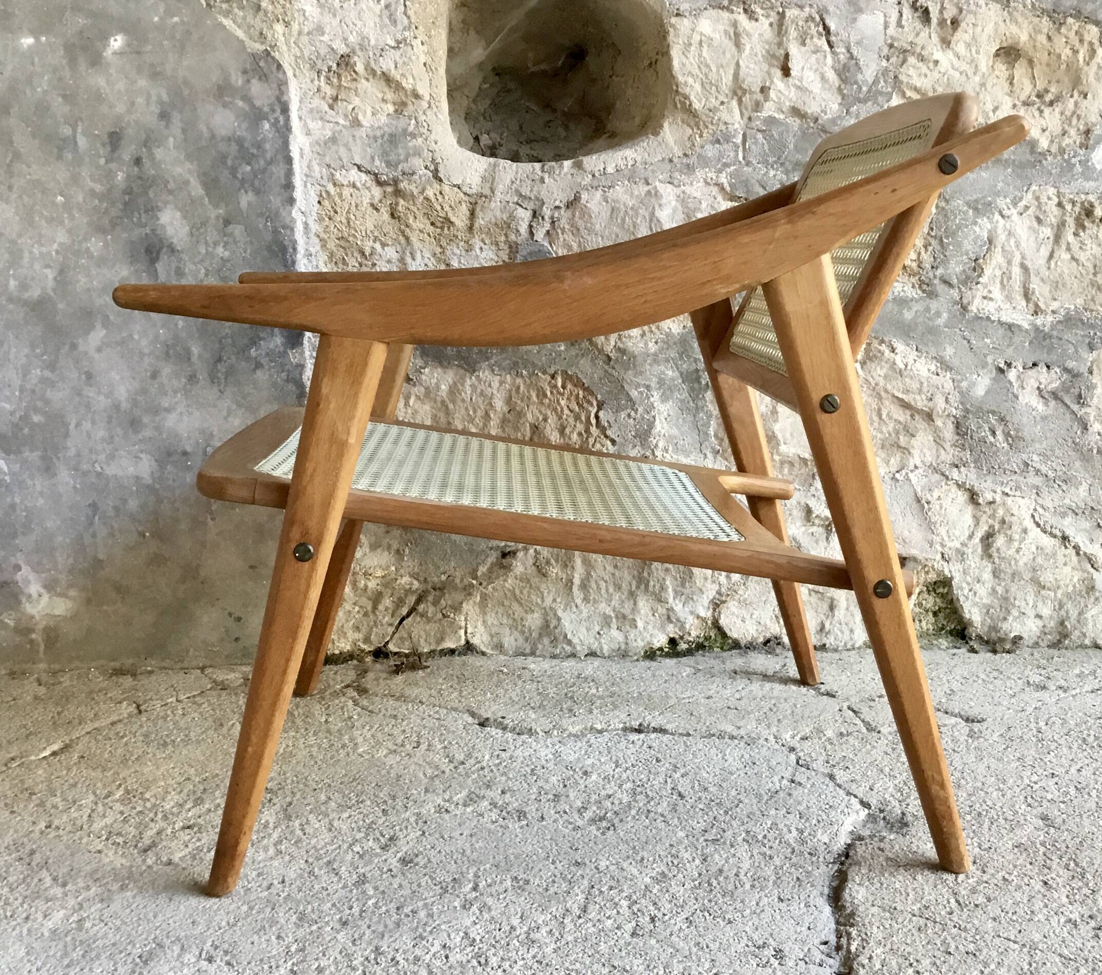 Cane armchair by Michel Ducaroy for SNA Roset - design 1950