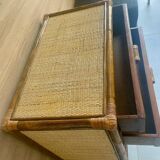 Vintage 4-drawer chest of drawers from 1970, rattan and bamboo, excellent condition.