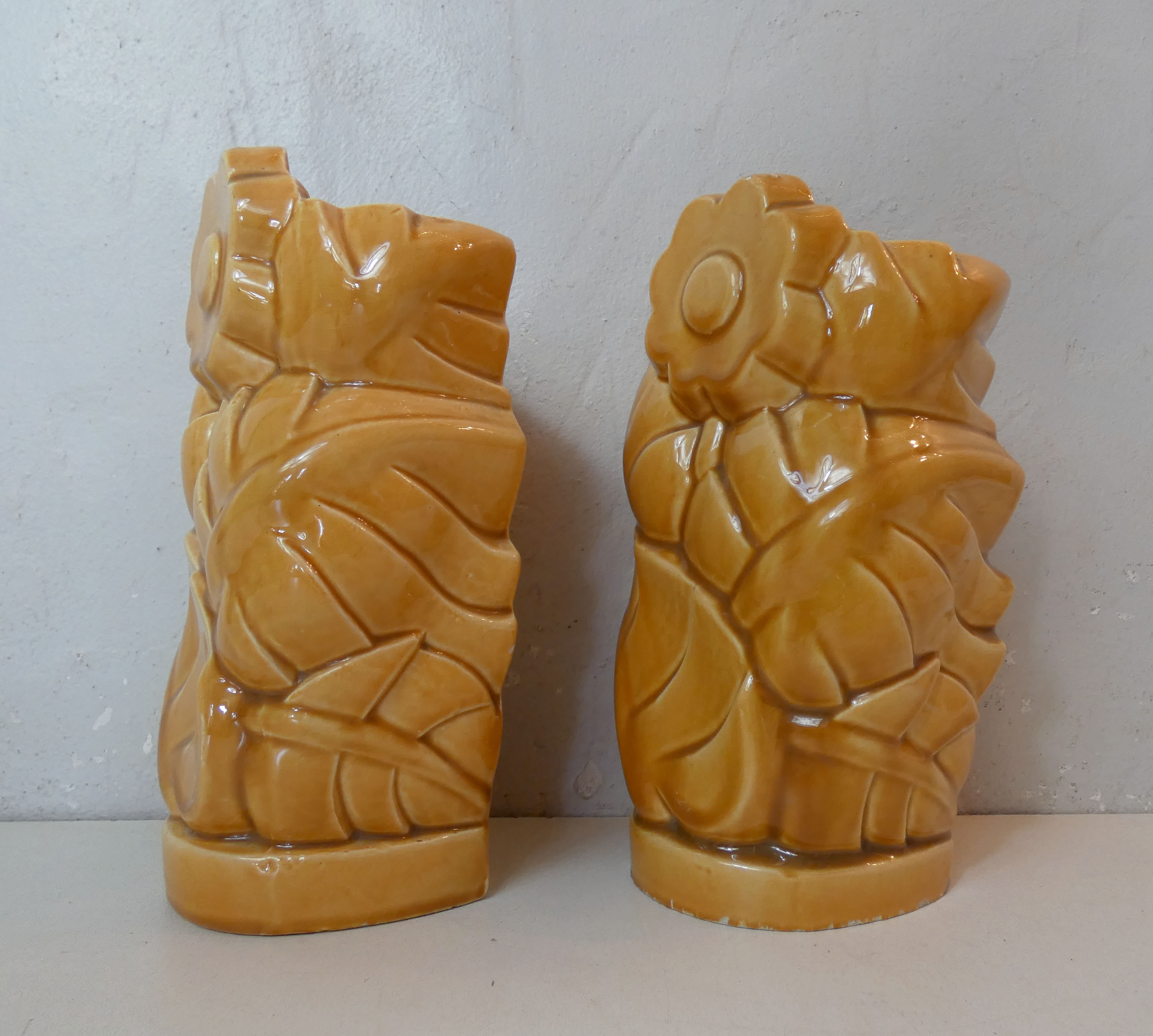pair of vases in faience Saint Clement slurry art deco