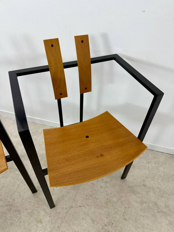 3 anciennes chaises design brut Karl Friedrich Forster modele Trix KFF postmoderne années 70/80