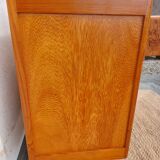 Vintage wooden chest of drawers, white braid