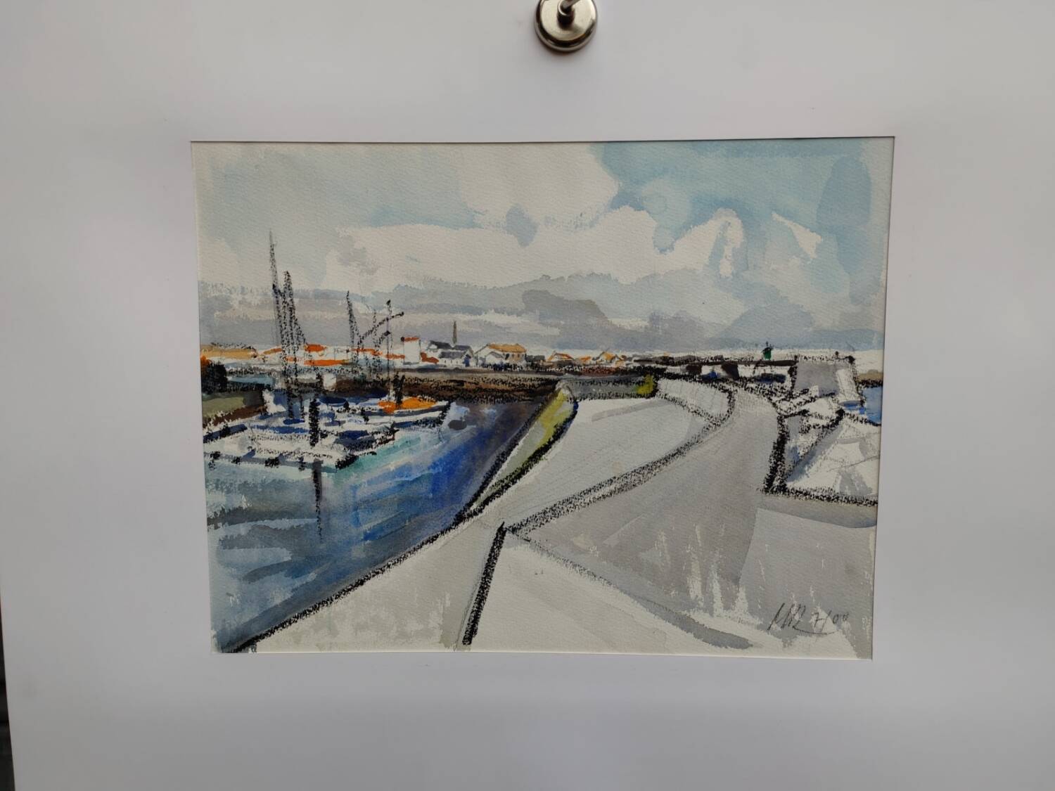 Watercolour by Michel Roubille. The island of Yeu 2000.