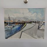 Watercolour by Michel Roubille. The island of Yeu 2000.