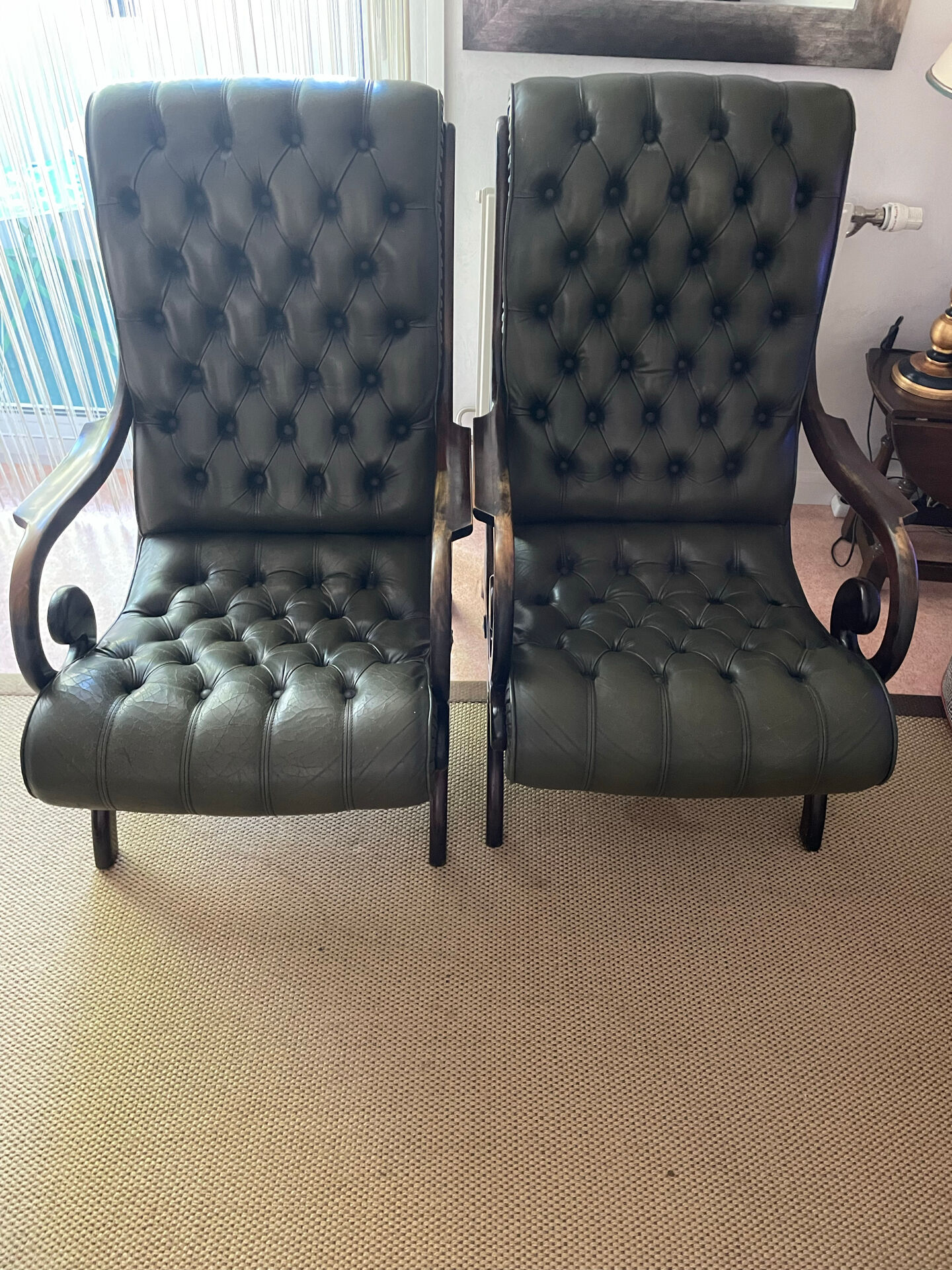 2 Chesterfield armchairs