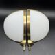 Pair of corner sconces in golden brass and matt opaline
