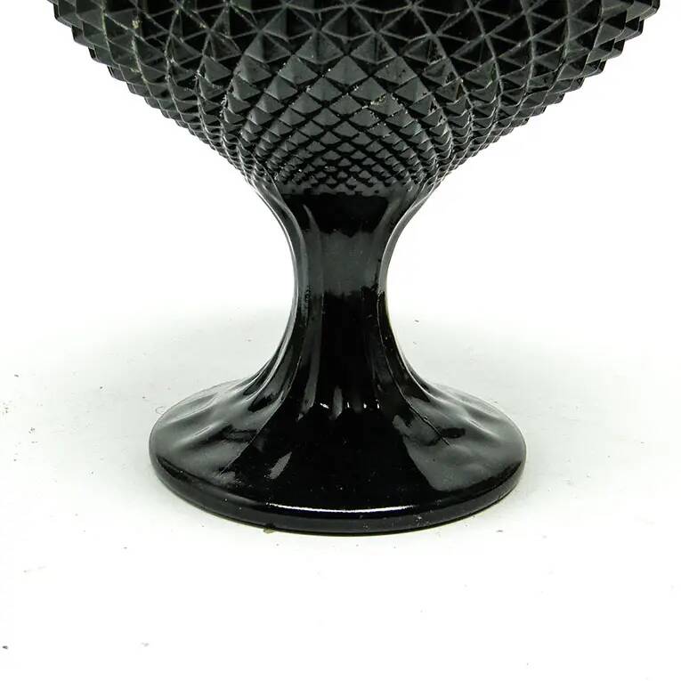 Sugar bowl, New Postmodernism, black hyalite glass, Ząbkowice, Poland, 1970s