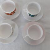 4 Cups LOTUS Arcopal yellow orange blue red vintage