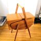 Travailleuse pieds compas bois et formica design années 50 - 60