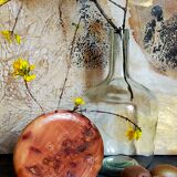 Solid wood vase vintage elm magnifying glass