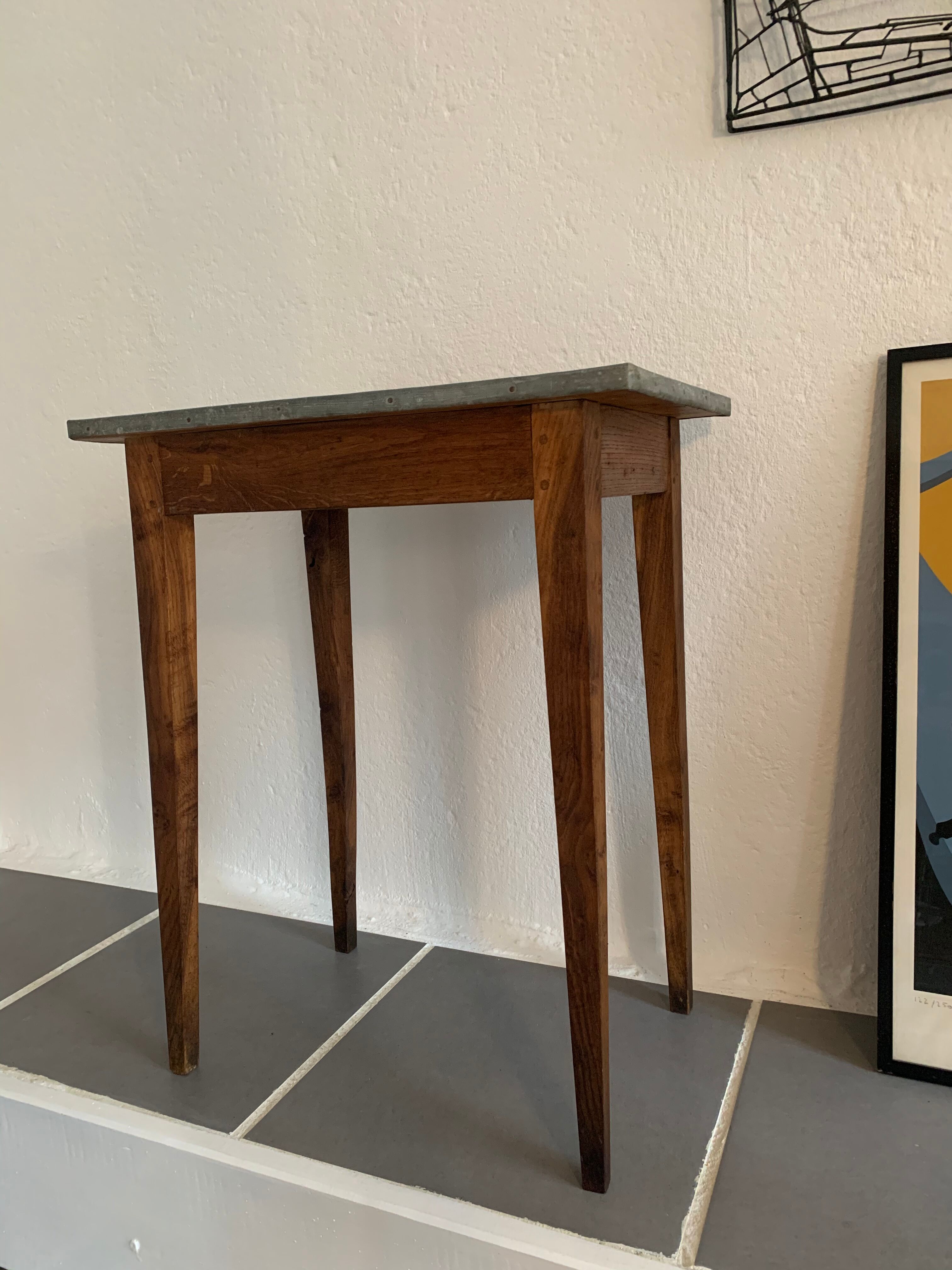 Old zinc tray farm table