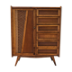 Wooden and rattan chest of drawers