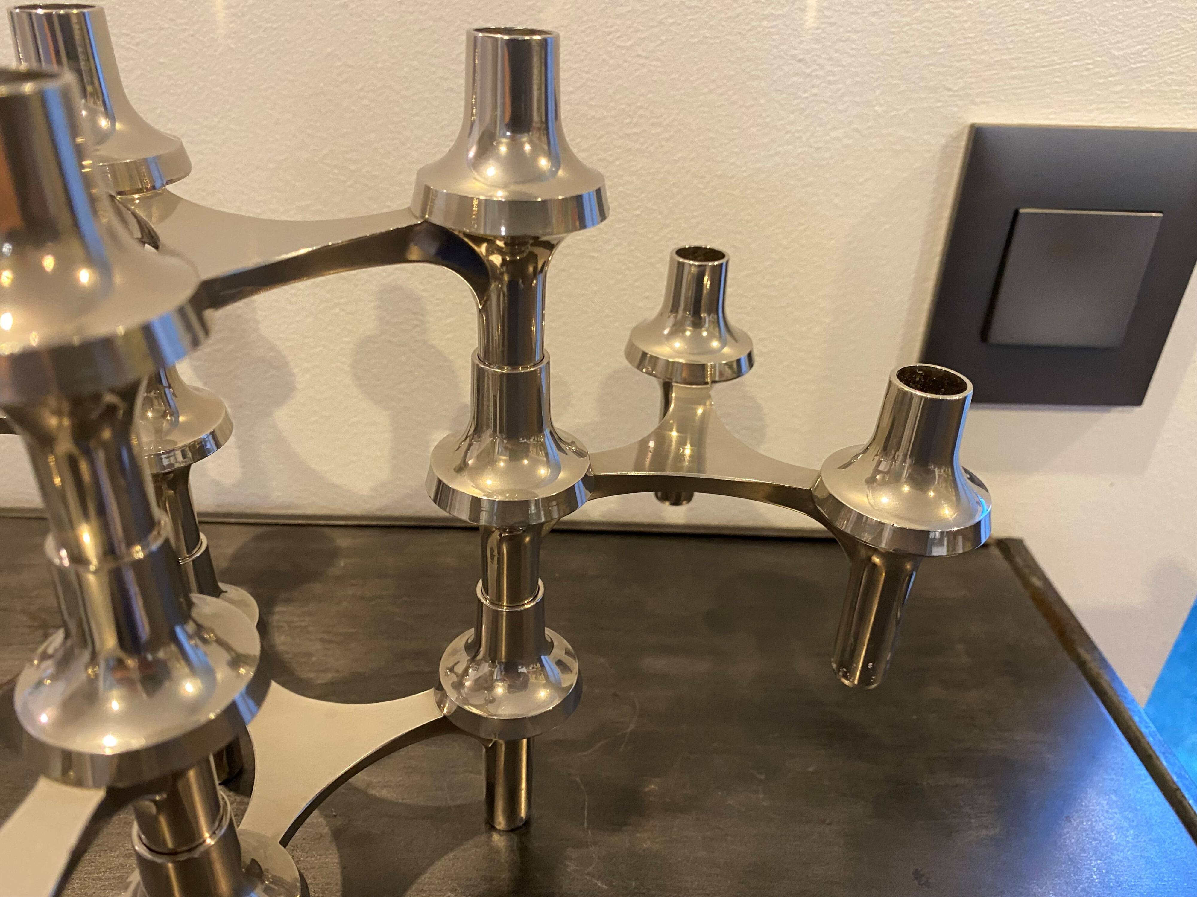 Set of 5 modular candlesticks variant NAGEL BMF vintage 1970