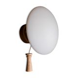 Wall light solid wood and Scandinavian opaline Design.