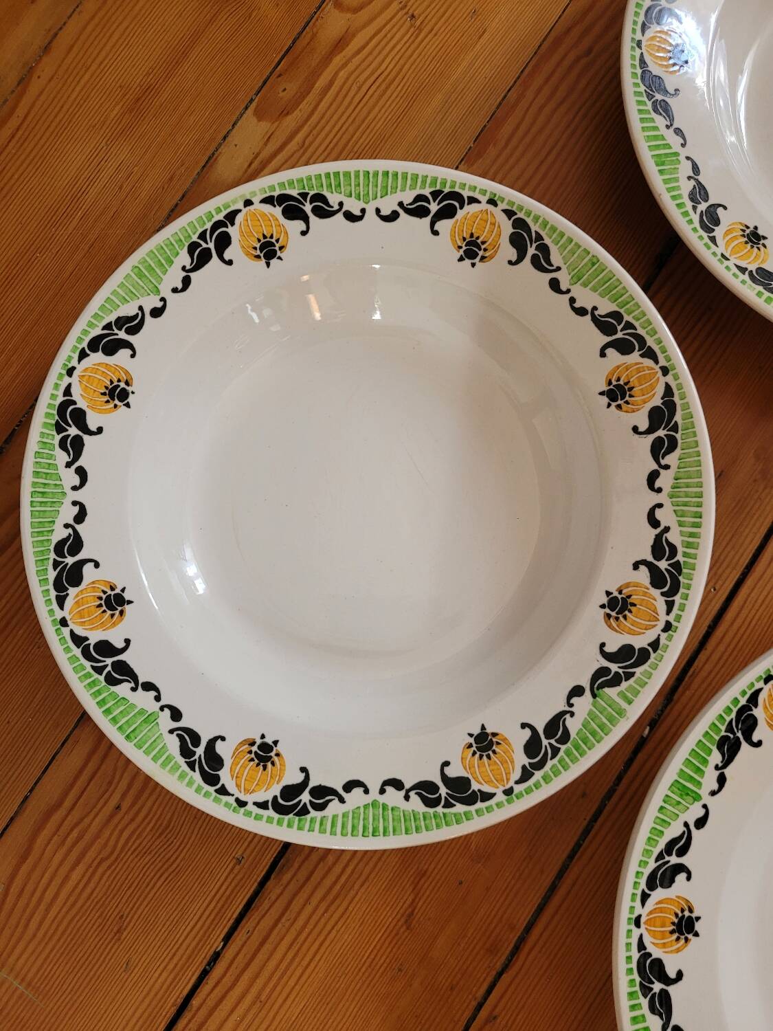 Set of 5 Maroussia Digoin Sarreguemines soup plates