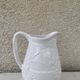 Carafe the heron in white glazed ceramic slipware.