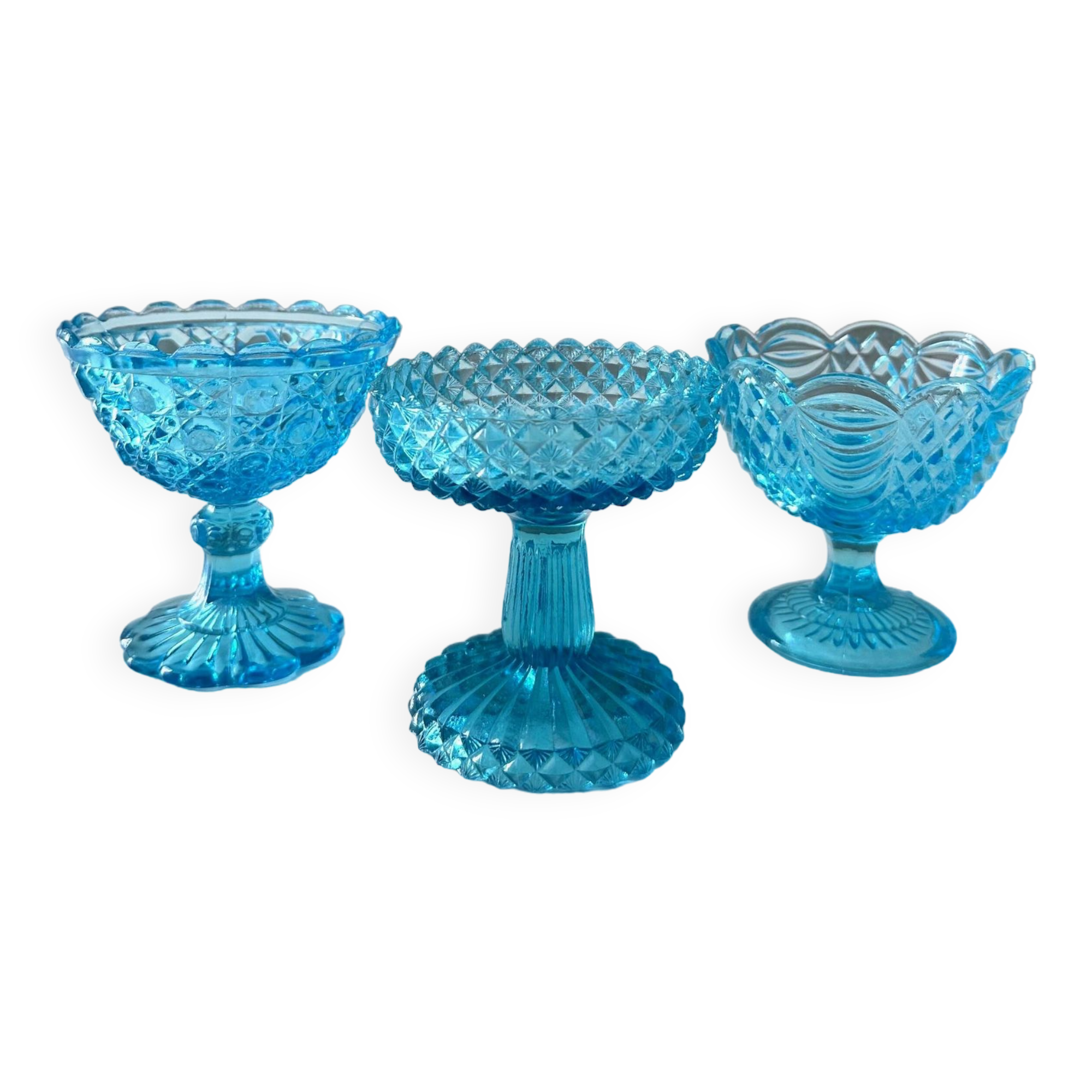 Pressed glass foot bowls art deco