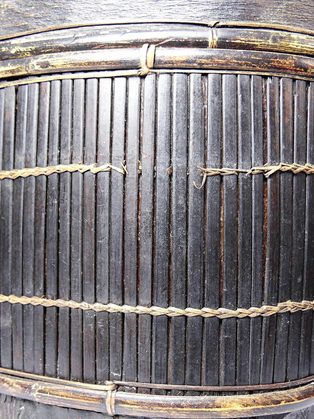 "Tampung" box, bamboo and leaf Indonesia, Lombok early 20th century