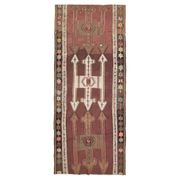 Vintage Turkish Oushak handmade wool cotton brown runner rug 168x395