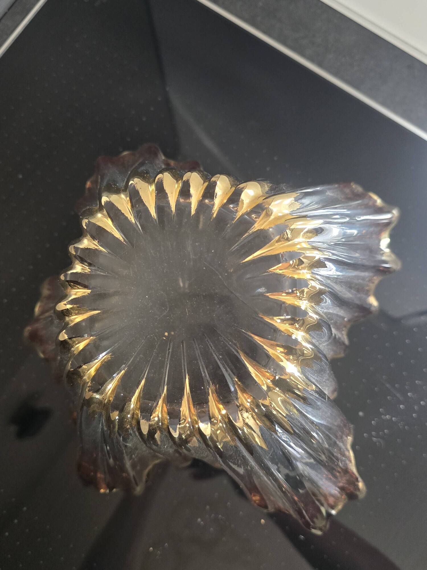 Free-form crystal bowl with fine gold gilding – Vintage 1950s/1960s