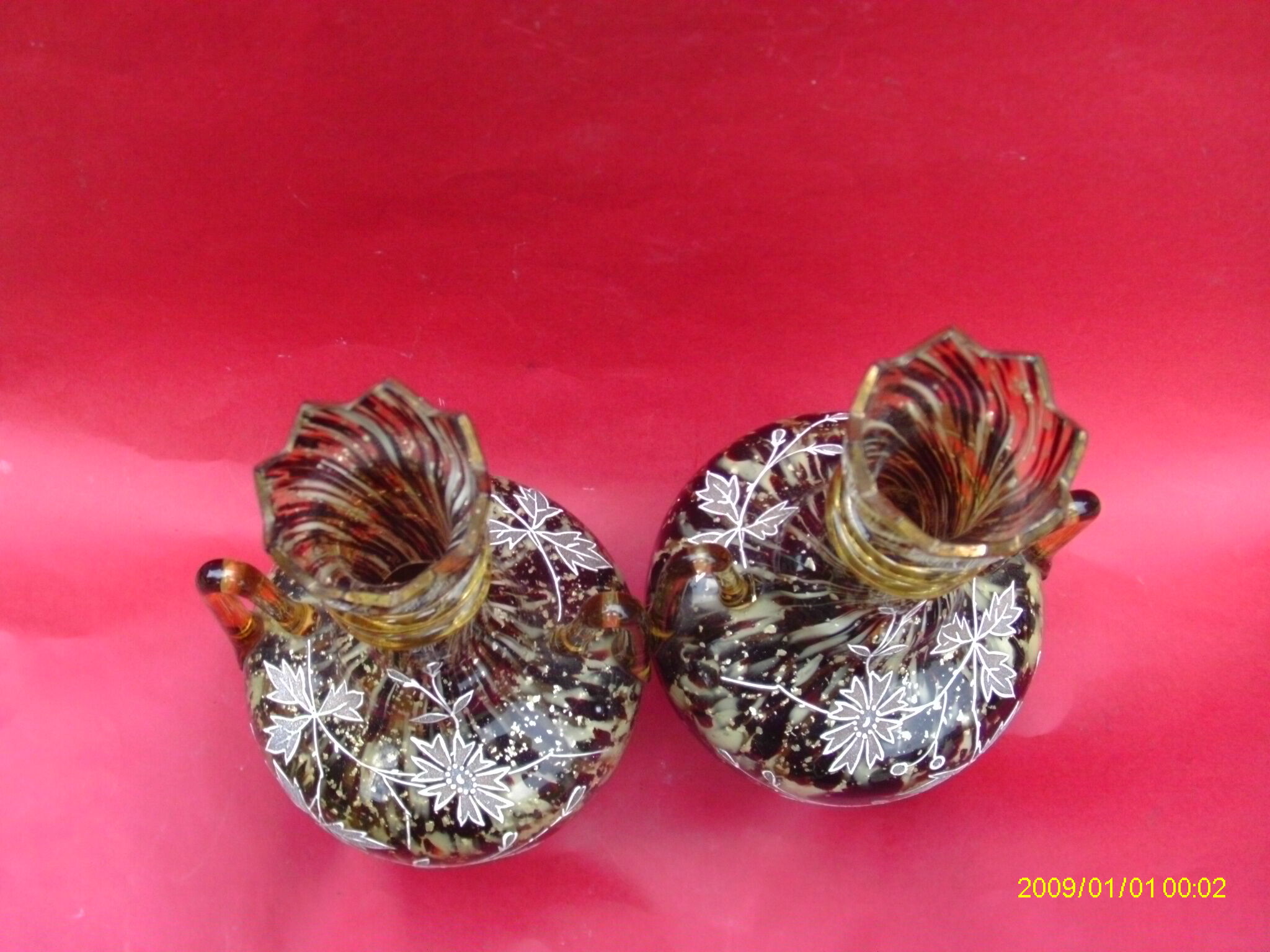 Pair of enamelled vases  around 1900