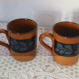 2 glazed terracotta mugs