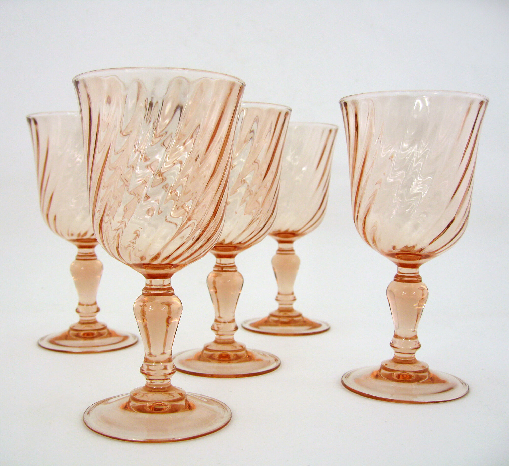 5 stemmed glasses - Rosaline Luminarc Arcoroc France - vintage 80s